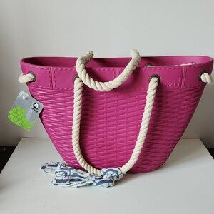 NWT CROCS | Pink Nautical Rope Handle Beach Tote Bag